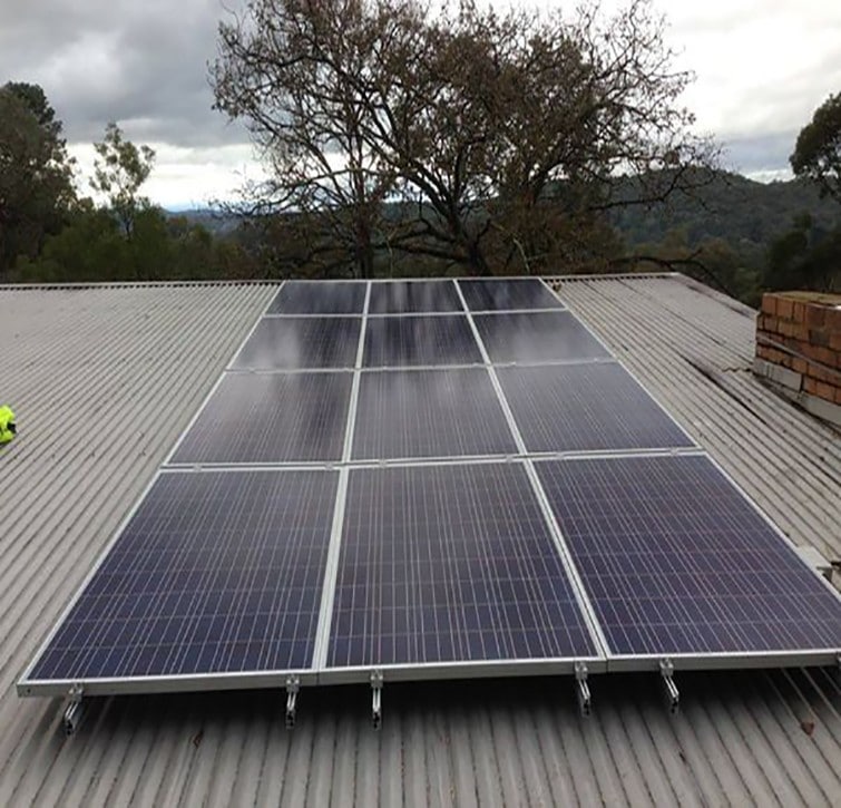 solar panels on iron roof